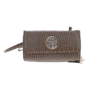 NWT Sasha New York Brown Croc-Embossed Wristlet Wallet Crossbody Bag